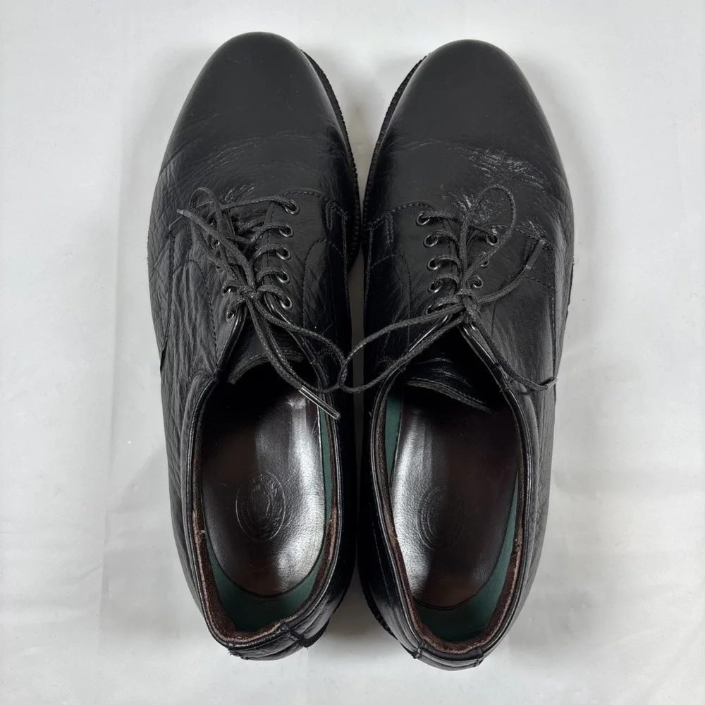 H.S. TRASK Mens 12W Black Authentic Bison Leather Oxford Derby Shoes 1151 USA